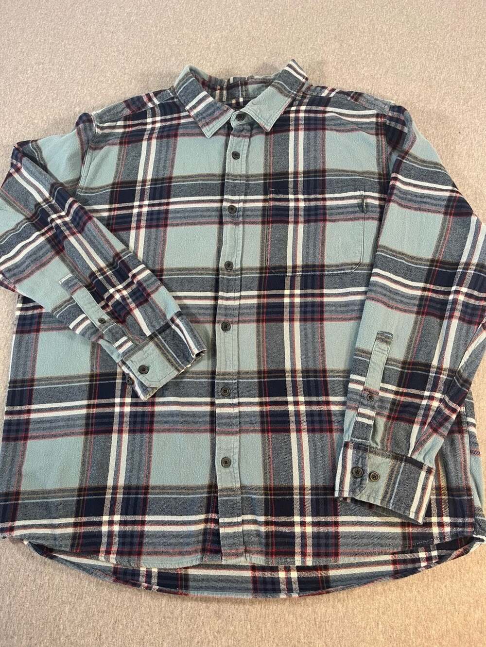 Eddie Bauer Blue/Red Plaid Flannel Long Sleeve Button Down Shirt Men’s XXL
